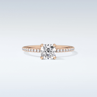 0.95 CT Hidden Halo & Pave Engagement Ring Featuring Cushion Moissanite