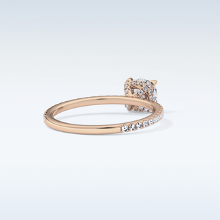 0.95 CT Hidden Halo & Pave Engagement Ring Featuring Cushion Moissanite