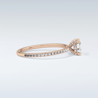 0.95 CT Hidden Halo & Pave Engagement Ring Featuring Cushion Moissanite