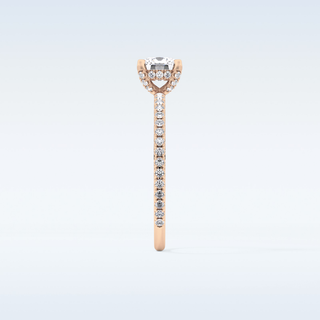 0.95 CT Hidden Halo & Pave Engagement Ring Featuring Cushion Moissanite