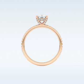 0.95 CT Hidden Halo & Pave Engagement Ring Featuring Cushion Moissanite