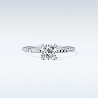 0.95 CT Hidden Halo & Pave Engagement Ring Featuring Cushion Moissanite
