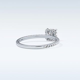 0.95 CT Hidden Halo & Pave Engagement Ring Featuring Cushion Moissanite