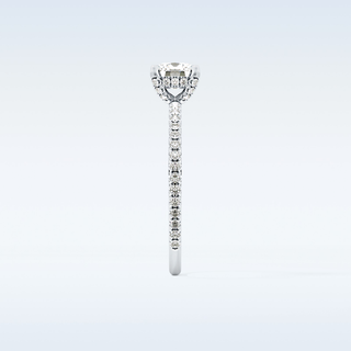 0.95 CT Hidden Halo & Pave Engagement Ring Featuring Cushion Moissanite