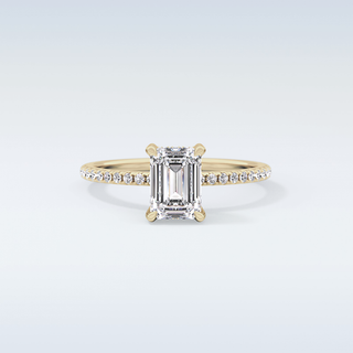 1.02 CT Hidden Halo & Pave Engagement Ring Featuring Emerald Moissanite