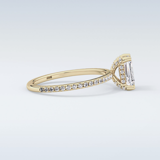 1.02 CT Hidden Halo & Pave Engagement Ring Featuring Emerald Moissanite