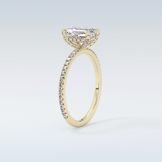 1.02 CT Hidden Halo & Pave Engagement Ring Featuring Emerald Moissanite