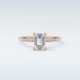 1.02 CT Hidden Halo & Pave Engagement Ring Featuring Emerald Moissanite