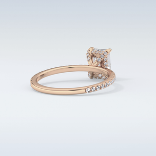 1.02 CT Hidden Halo & Pave Engagement Ring Featuring Emerald Moissanite