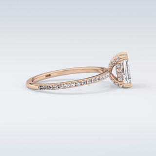 1.02 CT Hidden Halo & Pave Engagement Ring Featuring Emerald Moissanite
