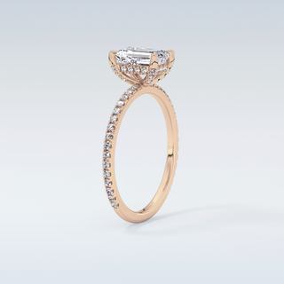 1.02 CT Hidden Halo & Pave Engagement Ring Featuring Emerald Moissanite
