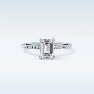 1.02 CT Hidden Halo & Pave Engagement Ring Featuring Emerald Moissanite