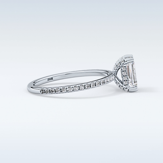 1.02 CT Hidden Halo & Pave Engagement Ring Featuring Emerald Moissanite