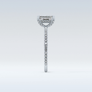 1.02 CT Hidden Halo & Pave Engagement Ring Featuring Emerald Moissanite