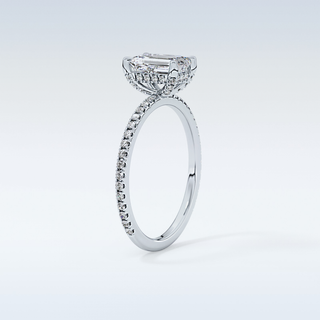 1.02 CT Hidden Halo & Pave Engagement Ring Featuring Emerald Moissanite