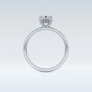 1.02 CT Hidden Halo & Pave Engagement Ring Featuring Emerald Moissanite