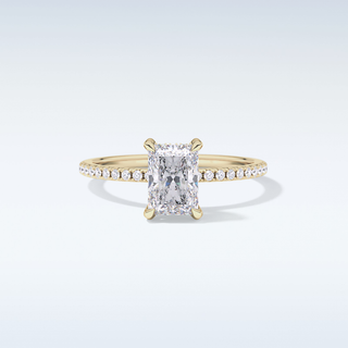 1.21 CT Hidden Halo & Pave Engagement Ring Featuring Radiant Moissanite
