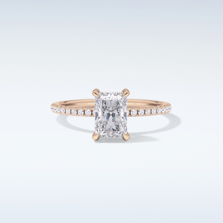 1.21 CT Hidden Halo & Pave Engagement Ring Featuring Radiant Moissanite