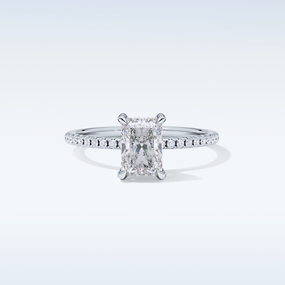 1.21 CT Hidden Halo & Pave Engagement Ring Featuring Radiant Moissanite