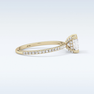 1.04 CT Hidden Halo & Pave Engagement Ring Featuring Princess Moissanite