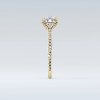1.04 CT Hidden Halo & Pave Engagement Ring Featuring Princess Moissanite