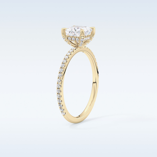 1.04 CT Hidden Halo & Pave Engagement Ring Featuring Princess Moissanite
