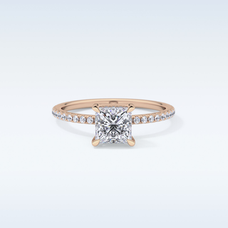 1.04 CT Hidden Halo & Pave Engagement Ring Featuring Princess Moissanite