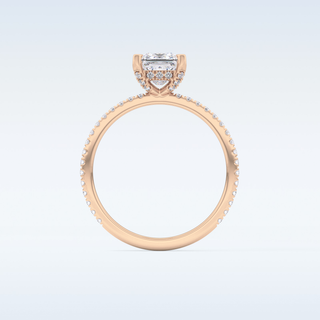 1.04 CT Hidden Halo & Pave Engagement Ring Featuring Princess Moissanite