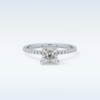 1.04 CT Hidden Halo & Pave Engagement Ring Featuring Princess Moissanite