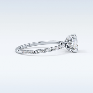 1.04 CT Hidden Halo & Pave Engagement Ring Featuring Princess Moissanite