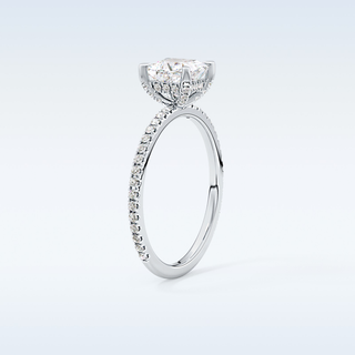 1.04 CT Hidden Halo & Pave Engagement Ring Featuring Princess Moissanite