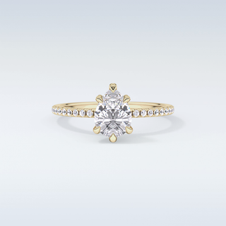 0.86 CT Hidden Halo & Pave Engagement Ring Featuring Pear Moissanite