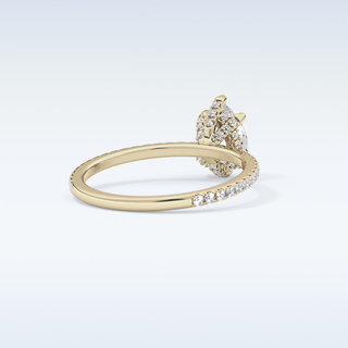 0.86 CT Hidden Halo & Pave Engagement Ring Featuring Pear Moissanite