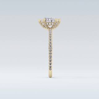 0.86 CT Hidden Halo & Pave Engagement Ring Featuring Pear Moissanite
