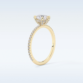 0.86 CT Hidden Halo & Pave Engagement Ring Featuring Pear Moissanite