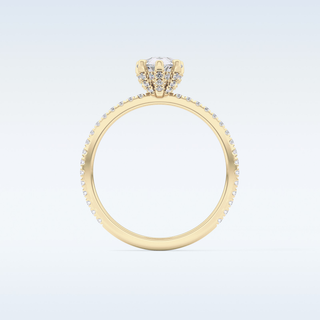 0.86 CT Hidden Halo & Pave Engagement Ring Featuring Pear Moissanite