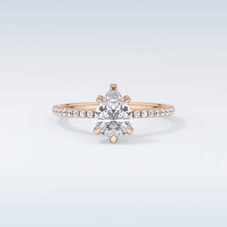 0.86 CT Hidden Halo & Pave Engagement Ring Featuring Pear Moissanite