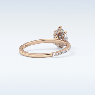 0.86 CT Hidden Halo & Pave Engagement Ring Featuring Pear Moissanite