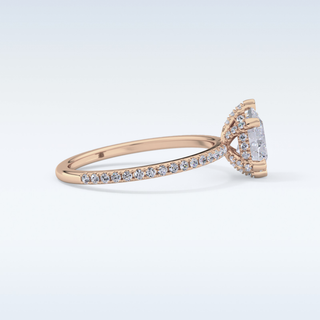 0.86 CT Hidden Halo & Pave Engagement Ring Featuring Pear Moissanite