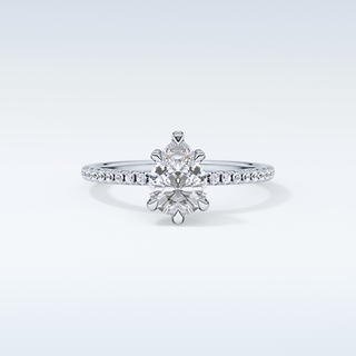0.86 CT Hidden Halo & Pave Engagement Ring Featuring Pear Moissanite