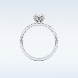 0.86 CT Hidden Halo & Pave Engagement Ring Featuring Pear Moissanite