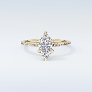 0.82 CT Hidden Halo & Pave Engagement Ring Featuring Marquise Moissanite