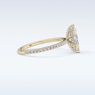 0.82 CT Hidden Halo & Pave Engagement Ring Featuring Marquise Moissanite