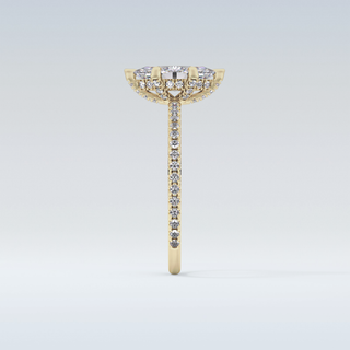 0.82 CT Hidden Halo & Pave Engagement Ring Featuring Marquise Moissanite