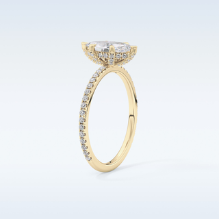 0.82 CT Hidden Halo & Pave Engagement Ring Featuring Marquise Moissanite