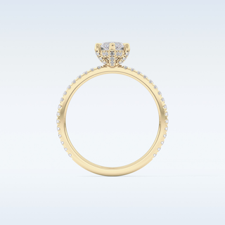 0.82 CT Hidden Halo & Pave Engagement Ring Featuring Marquise Moissanite