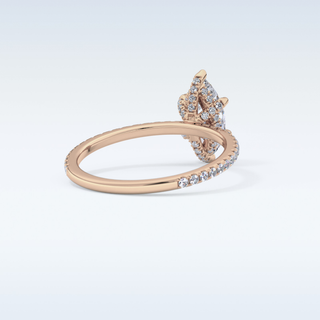0.82 CT Hidden Halo & Pave Engagement Ring Featuring Marquise Moissanite