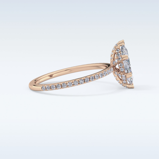 0.82 CT Hidden Halo & Pave Engagement Ring Featuring Marquise Moissanite