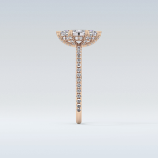 0.82 CT Hidden Halo & Pave Engagement Ring Featuring Marquise Moissanite