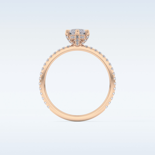 0.82 CT Hidden Halo & Pave Engagement Ring Featuring Marquise Moissanite